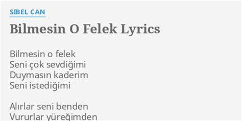 Bilmesin o felek seni çok sevdiğimi Popüler Müzik.
