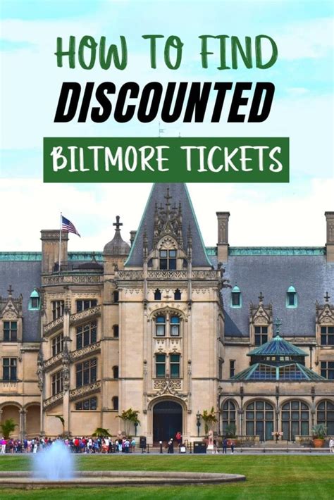 Biltmore tickets discount. Many groups are eligible for discounts at the Biltmore Estate. Here are some that might apply to your crew: Advance Purchase Discount: If you purchase your tickets at least seven days in advance, you can save up to $10 per ticket. Military Discount: Active and retired military personnel can save $10 on regular daytime admission tickets. 