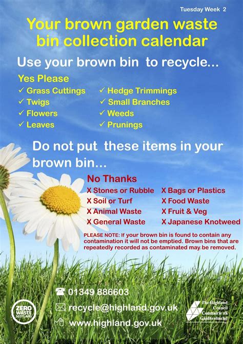 Bin calendars - Newhall loop, Black Isle The Highland Council