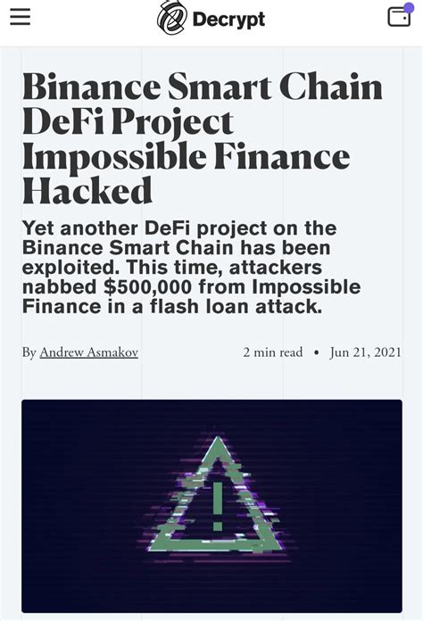 Binance Smart Chain DeFi Project Impossible Finance Hacked