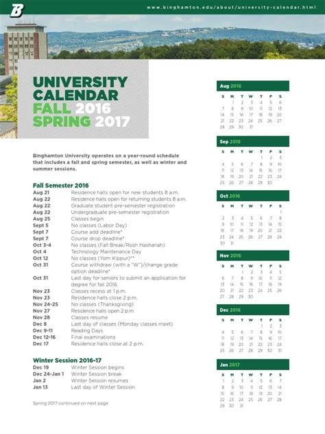 Binghamton University Academic Calendar
