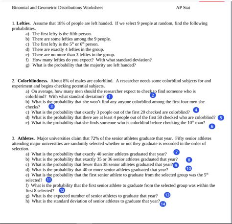 Binomial and geometric distributions worksheet.  Geometric Experiments - exp...