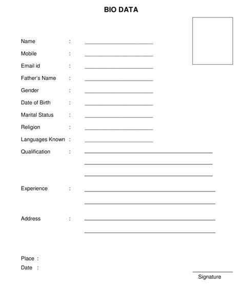 Bio Data For Job Image format of biodata for job pdf Make sure the