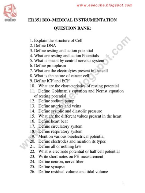 Bio Medical Instrumentation Objective Question And Answer