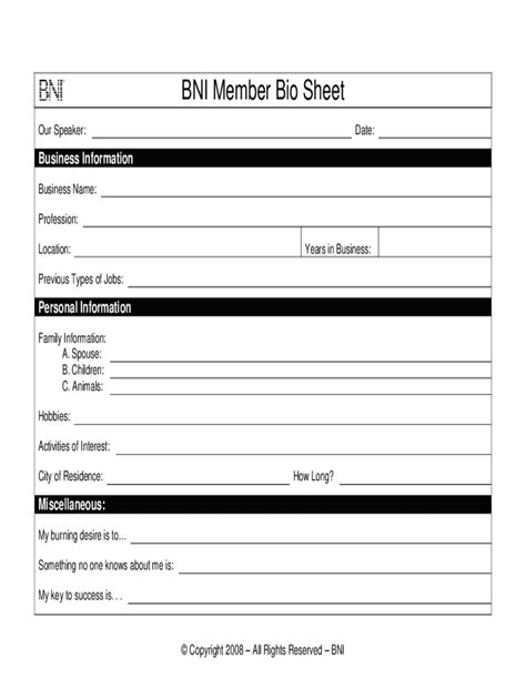 Bio Sheet