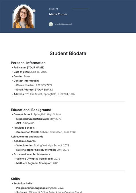 Bio data format for students