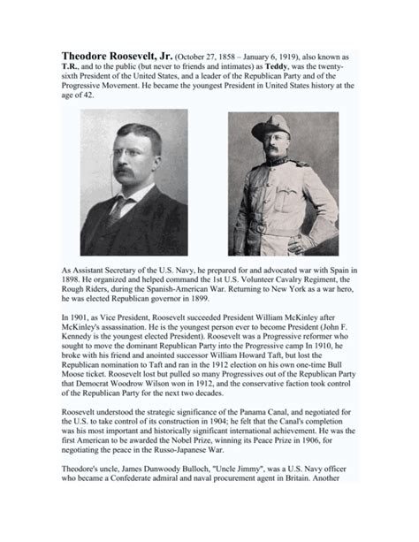 Bio of theodore roosevelt