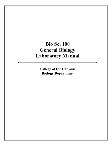 Bio sci 100 general biology laboratory manual college of 2329. - Tecniche avanzate di chirurgia guidata da immagini e cervello di isabelle m germano.