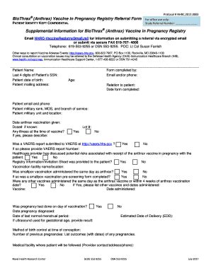 BioThrax® (Anthrax) Vaccine in Pregnancy Registry