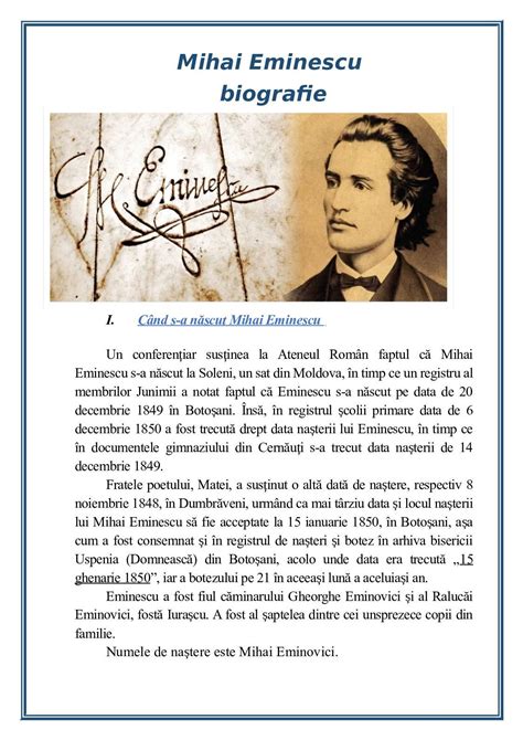 Biografie Mihai Eminescu