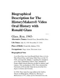 Biographical Description for The HistoryMakers&reg; Video Oral ...