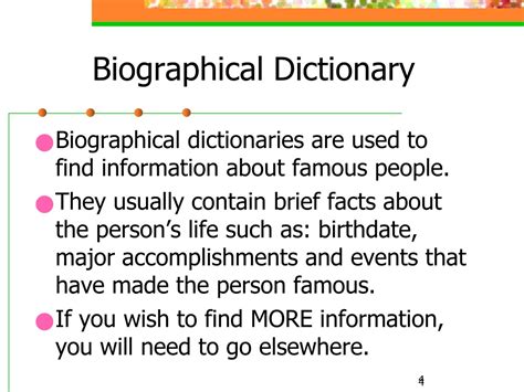 Biographical information meaning in dictionary