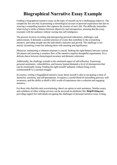 Biographical narrative essay outline examples