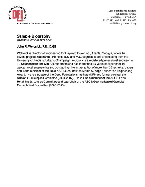 Biographical statement