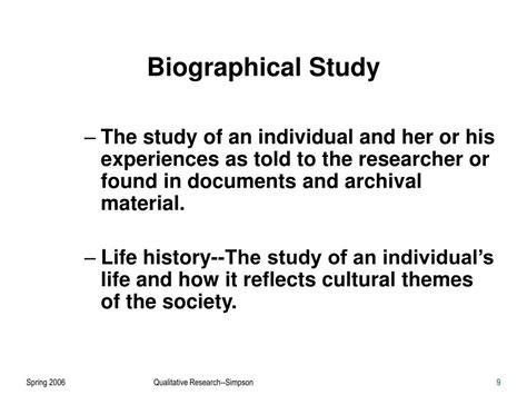 Biographical study in qualitative research