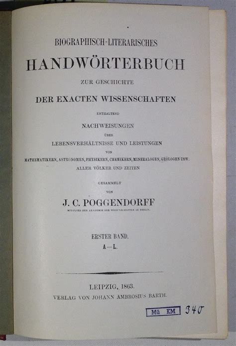 Biographisch literarisches handwoerterbuch der    exakten band viii, teil 1 installment 1. - Manuale di manutenzione ascensore set hb.