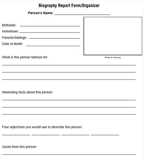 Biography Note Taking Template Printable And Enjoyable Learning