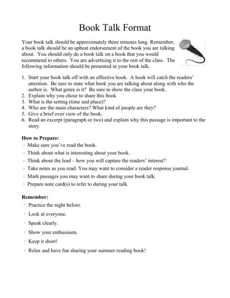 Biography book talk format