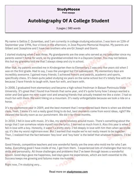 Biography essay example for students