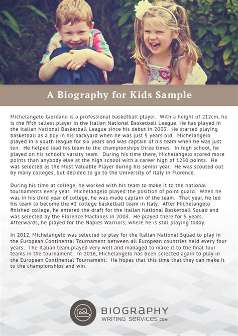 Biography examples for kids
