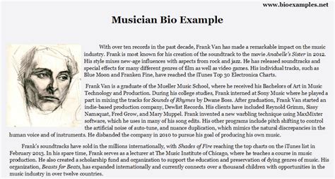 Biography examples for students that sing
