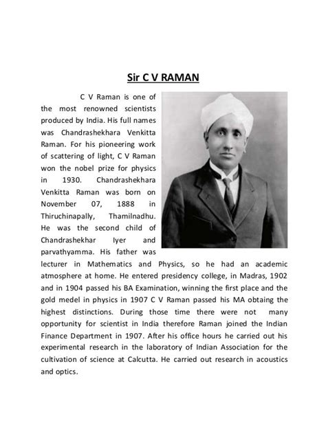 Biography of cv raman in short