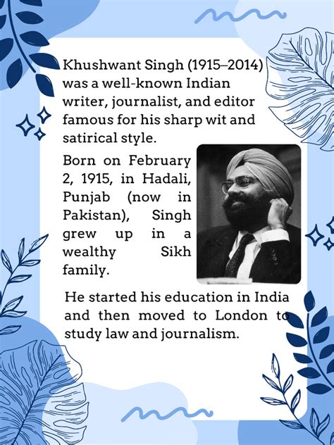 Biography of khushwant singh in 150 words