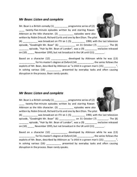 Biography of mr bean in short forms