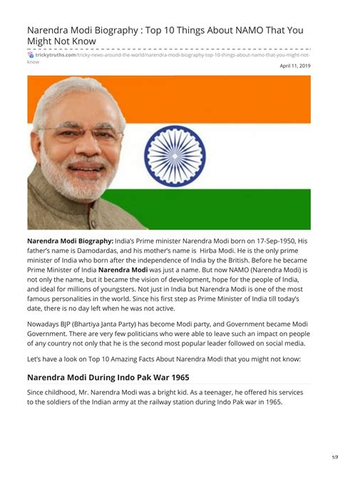 Biography of narendra modi ppt files