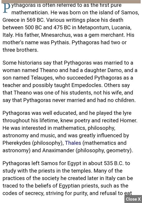 Biography of pythagoras in 150 words
