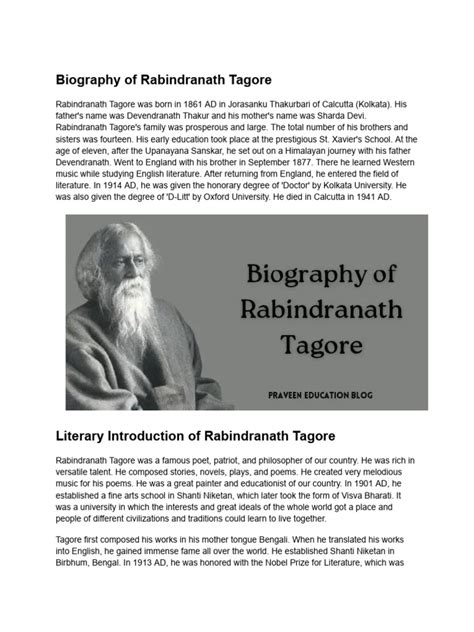 Biography of rabindranath tagore pdf viewer
