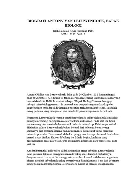 Biography of van leeuwenhoek pdf