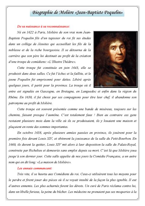 Biography on moliere