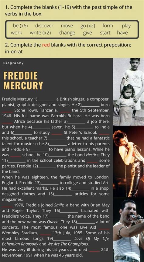 Biography past simple exercises