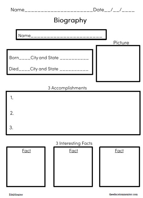 Biography writing template for elementary students
