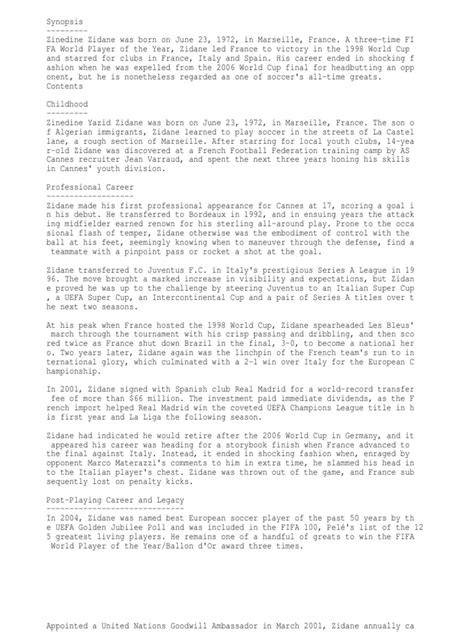 Biography zidane pdf