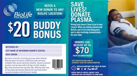 Biolife rewards program. How to Redeem the New Donor Bonus. To redeem the new donor bonus, simply follow these steps: Create an account at BioLifePlasma.com. Print, save, or take a screenshot of the new donor coupon. Bring the coupon to your first donation. You will receive $100 for your first donation and up to $900 total for completing 8 donations within 30 days. 