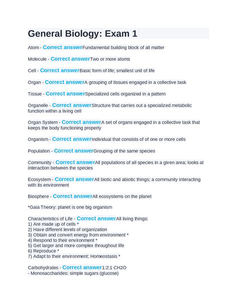 Biology 1 exam questions.  They test the breadth of your knowledge of the understan...