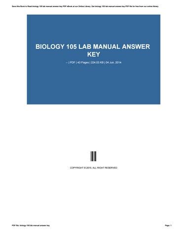 Biology 105 lab manual answer key. - Workshop manual book toyota corona markii.