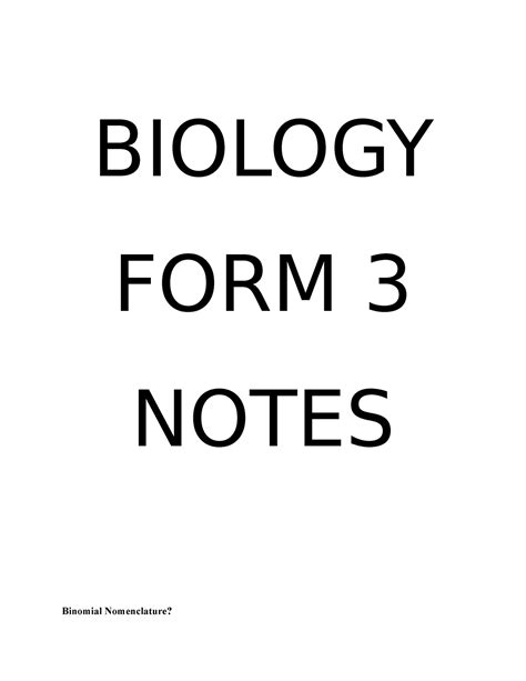 Biology Notes Form 3