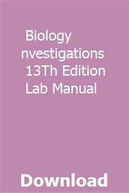 Biology investigations 13th edition lab manual. - Reach for the top the musician s guide to health wealth and success.