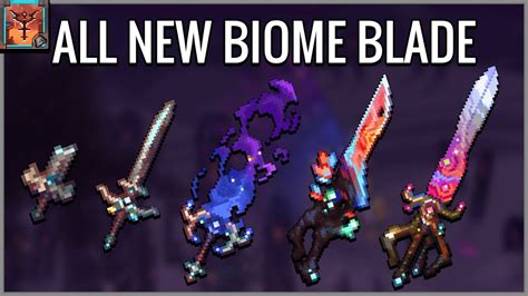The Broken Biome Blade is a craftable Pre-Hardmode broadsword that auto-swings. By default it does not fire any projectile nor does it have any special effects. However if the player stands still on flat ground while holding right-click for 2 seconds, they will strike the sword into the ground, attuning it to the surrounding biome, which will let them perform unique attacks. The sword has the .... 