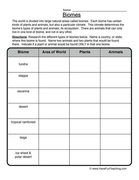 Biomes Worksheet Have Fun Teaching