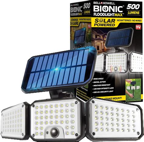 Bell+Howell Bionic Flood Light ASON TV, Solar Lights Outdoor Waterproof- 50% Brighter 108 COB-LED's w/Motion Sensor 180° Swivel, Adjustable Panels for Garden, Lawn and Patio As Seen On TV Visit the Bell+Howell Store 4.1 3,716 ratings | 98 answered questions -30% $2795. 