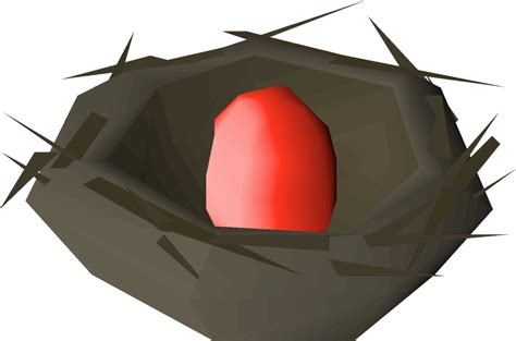 A red bird's egg. A bird's egg can be obta