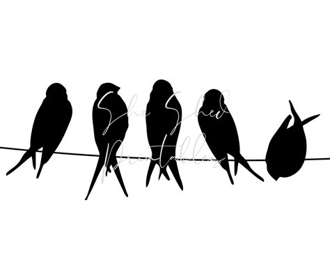 Bird on a Wire Silhouette - Etsy