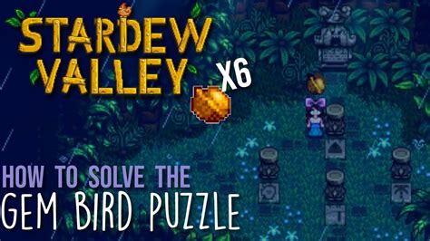 Bird puzzle stardew. Hello ! I have an issue regarding the gem-birds : 1/ I found the four gem-birds, got the corresponding gem. 2/ When I try to place a gem on the corresponding pedestal : I just can't interact with it. 