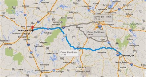Driving Directions from Macon to Birmingham. Road trip starts at M