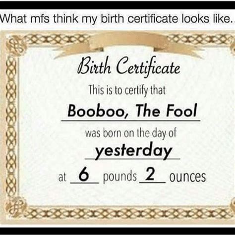Birth Certificate Meme