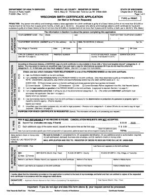 Birth Certificates Fond du Lac County